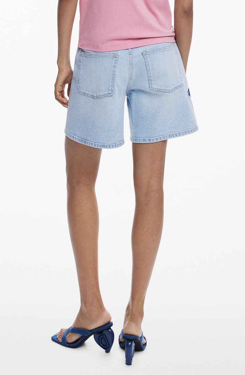 Desigual Floral Embroidered Denim Shorts, Alternate, color, Light Blue