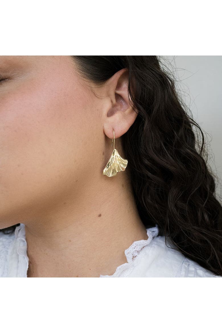 Sayuri Ginkgo Leaf Drop Earring, Alternate, color, Bronze