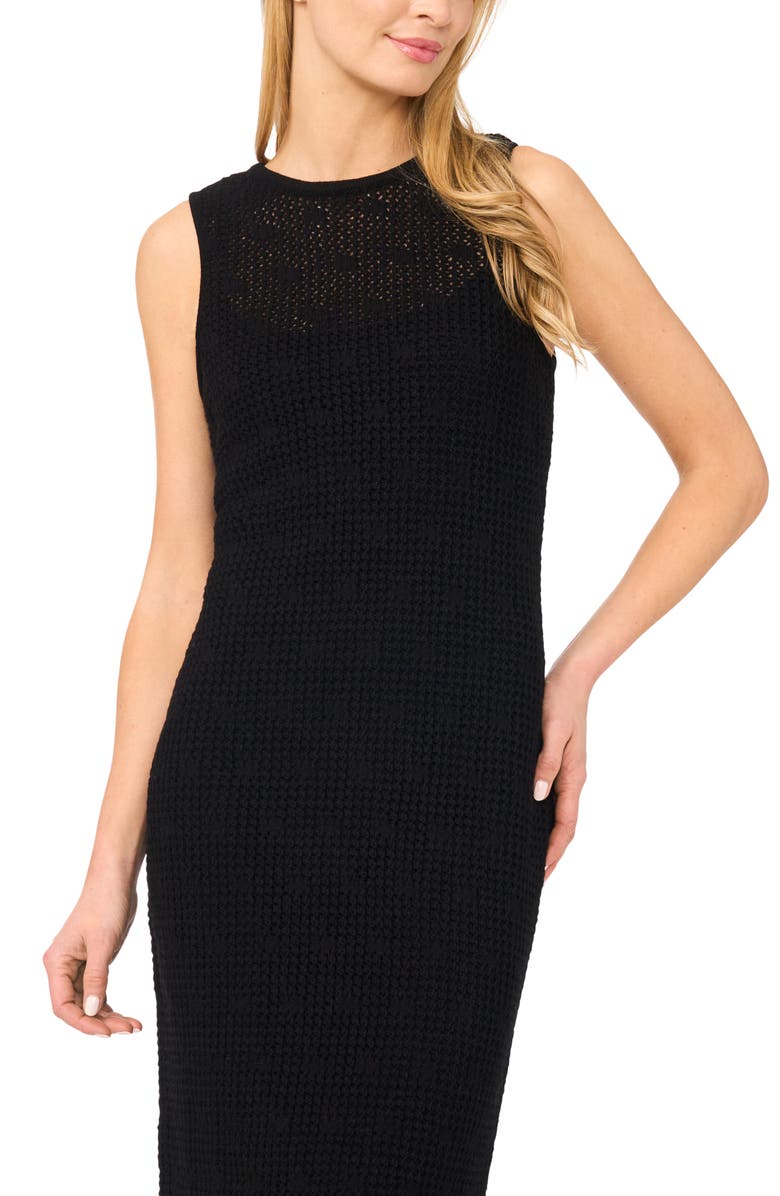 Halogen<sup>®</sup> Open Stitch Cotton Blend Midi Dress, Alternate, color, Rich Black