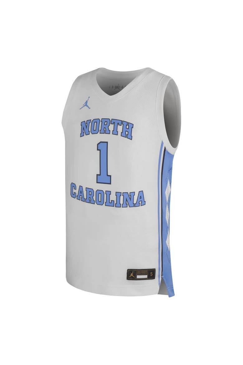 Youth Jordan Brand #1 White North Carolina Tar Heels Replica Basketball Jersey, Alternate, color, White