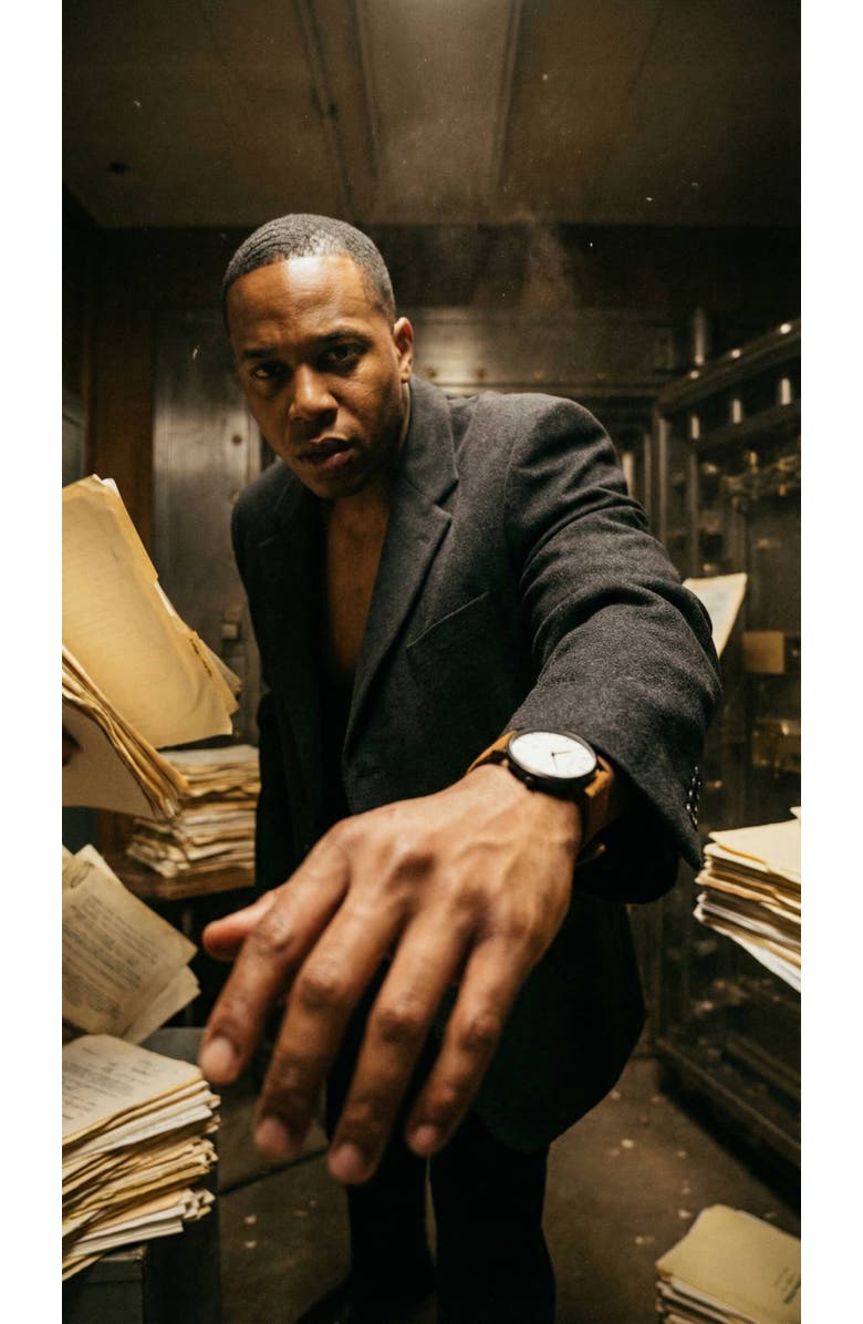 NCMPRBL Iced Coffee Suede Leather Strap Watch, 40MM, Alternate, color, Brown/Eggshell White/Gunmetal