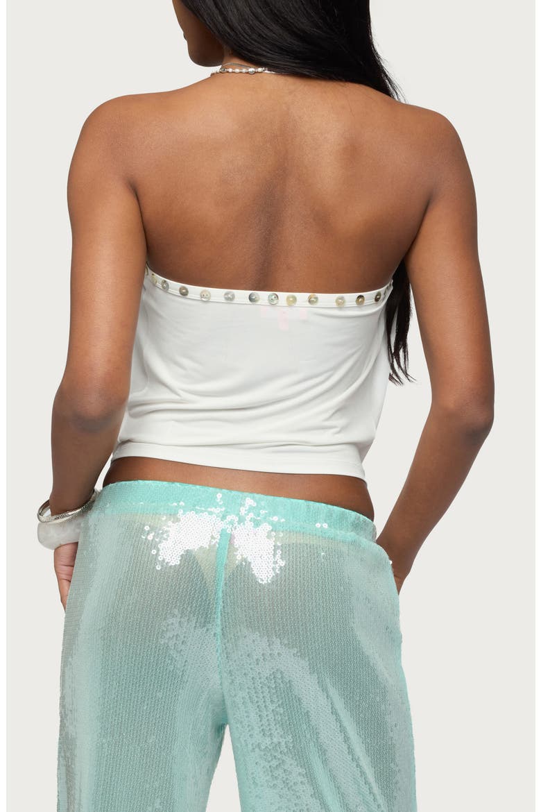Giana Drape Strapless Crop Top, Alternate, color, WHITE