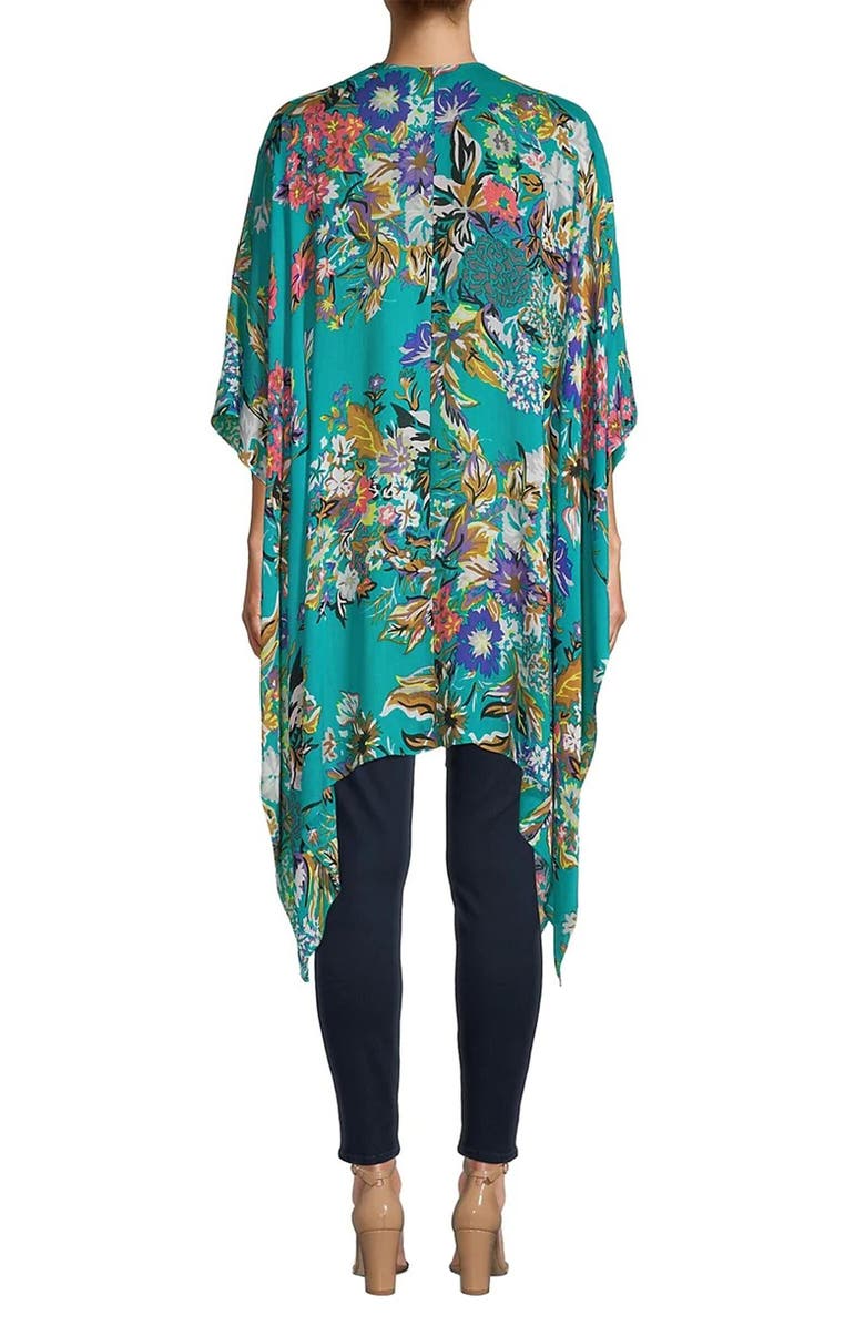 SAACHI Lasdon Floral Print Ruana, Alternate, color, Turquoise