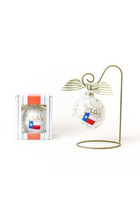 Texas Motif Ornament with Gold Swirl Stand