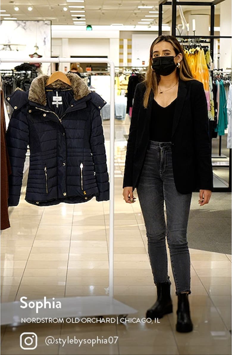 Gosway Water Resistant Puffer Jacket with Removable Hood & Faux Fur Trim, sales video thumbnail