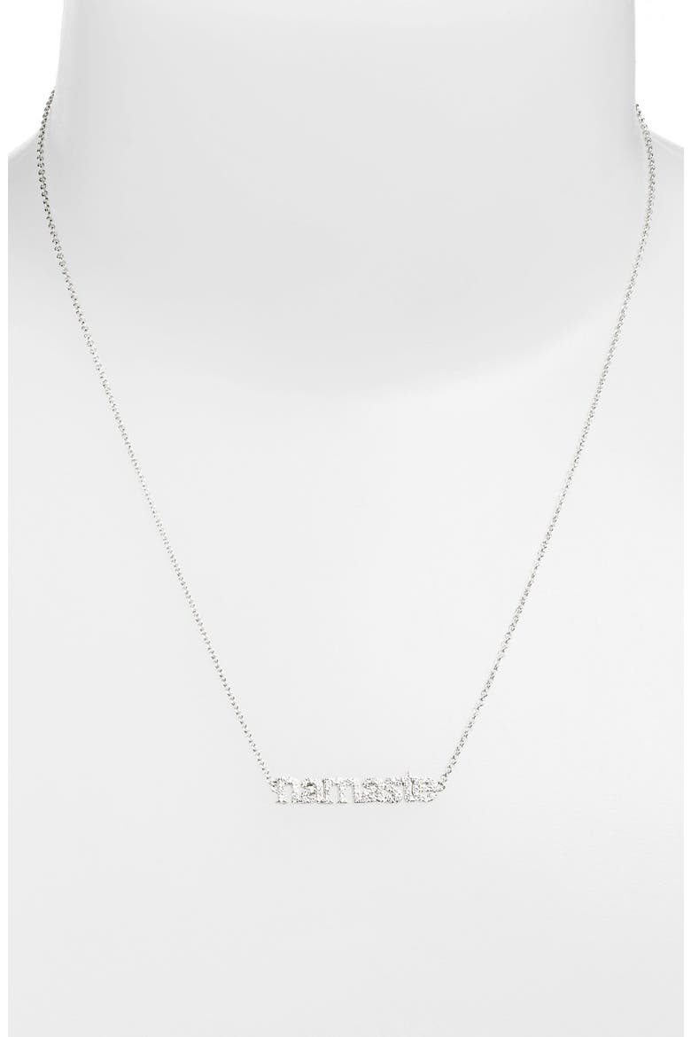 'Namaste' Pendant Necklace, Main, color, SILVER