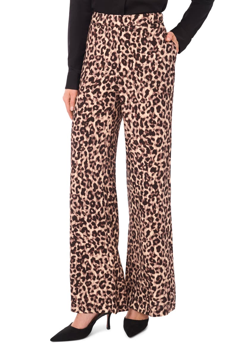 Leopard Print Bootcut Pants, Main, color, POTTING SOIL