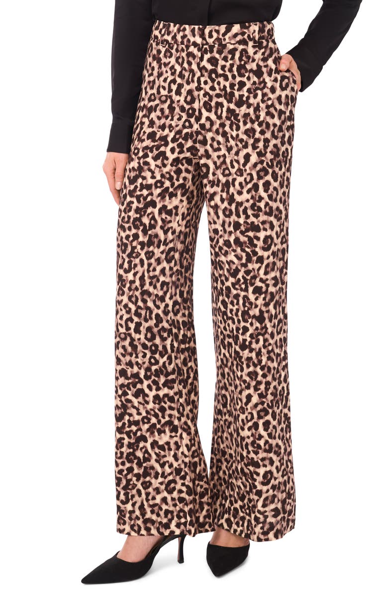 Ted Baker Leopard Print Bootcut Pants, Main, color, Potting Soil