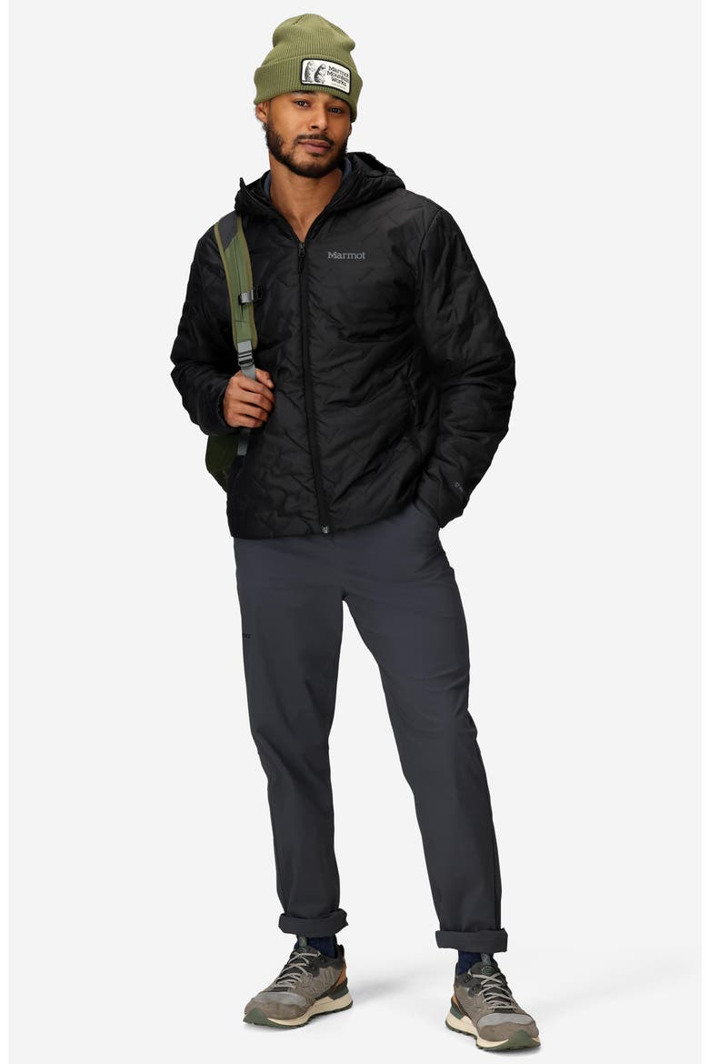 Monoquilt Zip Hoodie, Alternate, color, BLACK