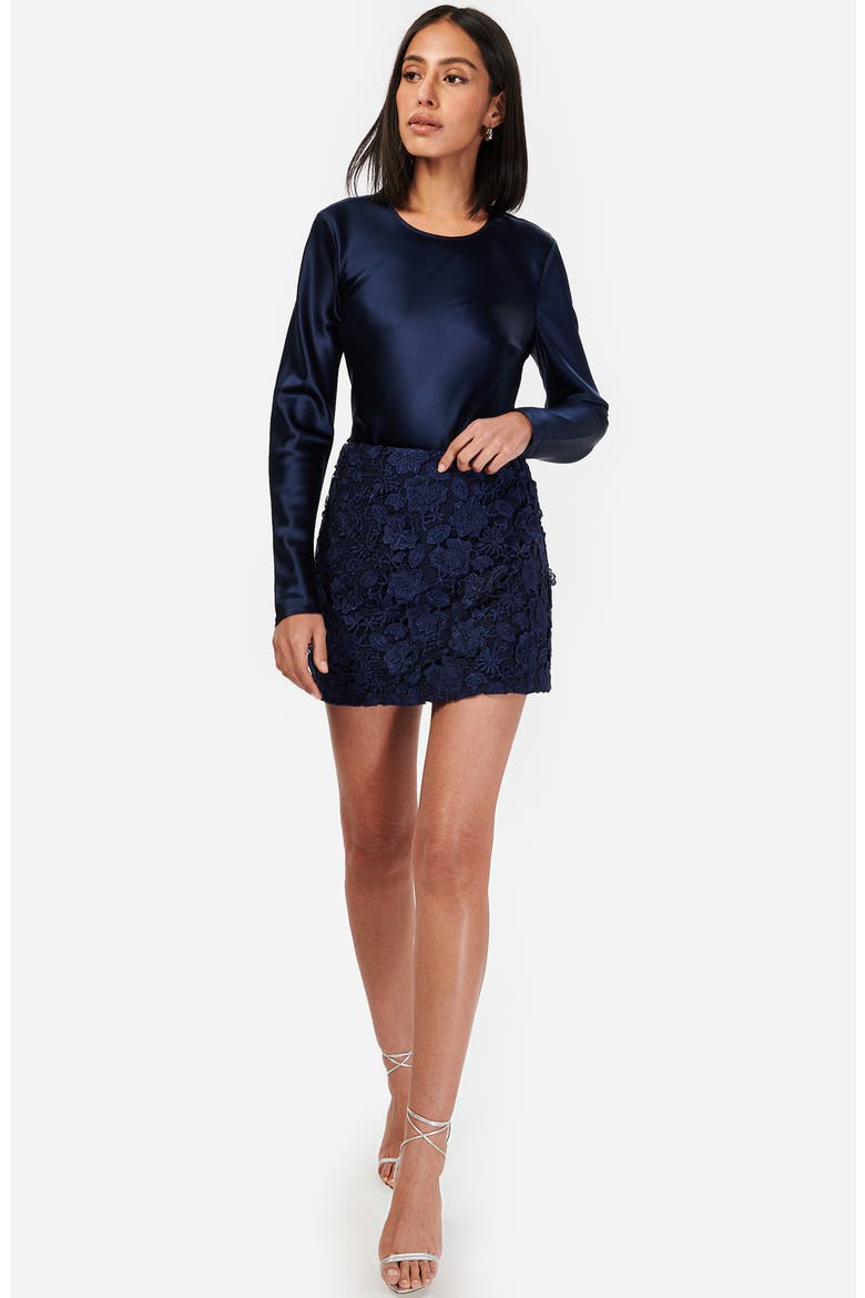 Florcienta Floral Lace Miniskirt, Alternate, color, NAVY