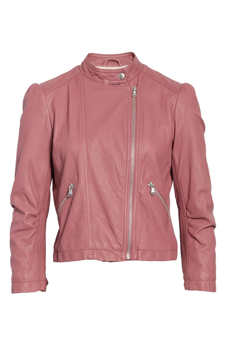 Rebecca Taylor Garment Washed Leather Moto Jacket, Alternate, color, 