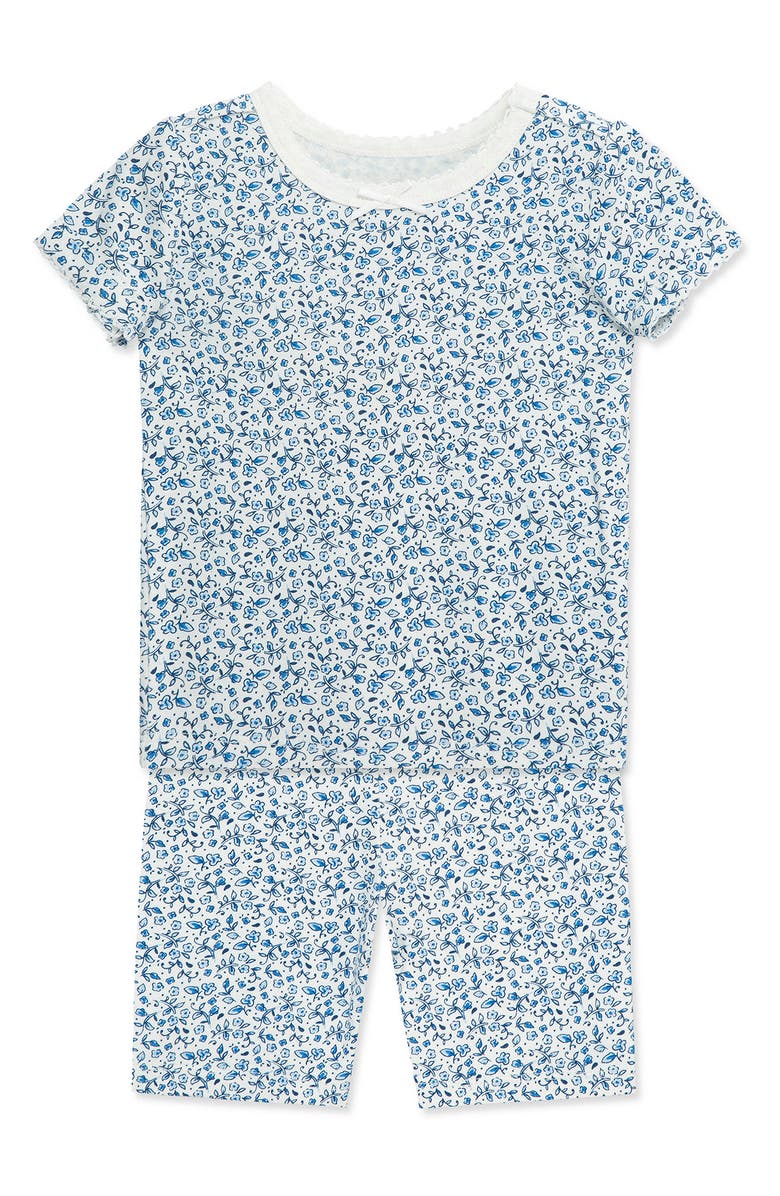 Little Me Blue Garden 2-Pack Floral Pajamas, Alternate, color, 