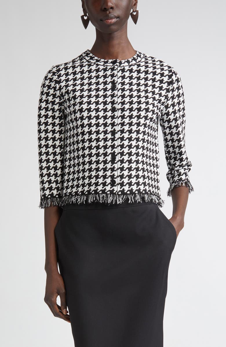 McQueen Houndstooth Check Cardigan, Main, color, Black/ Ivory