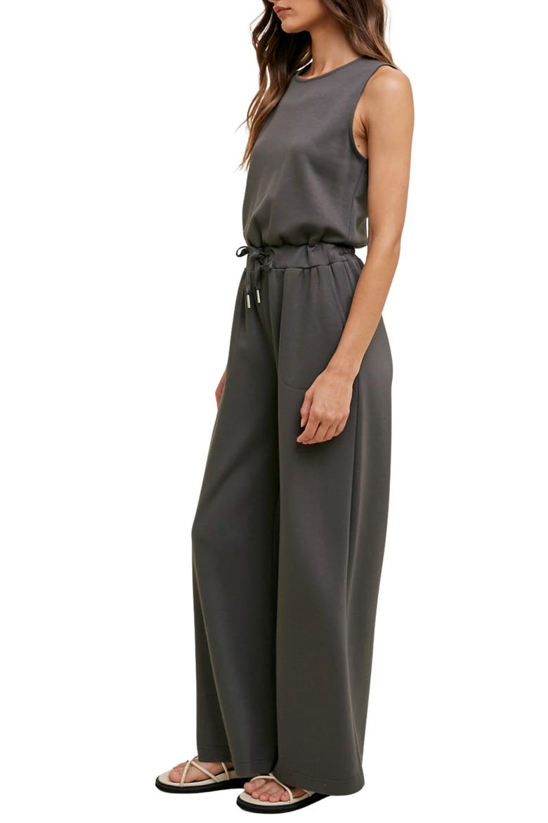 Wide Leg Scuba Jumpsuit, Alternate, color, CHARCOAL