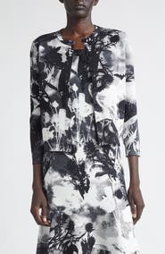 McQueen Floral Jacquard Crewneck Cardigan