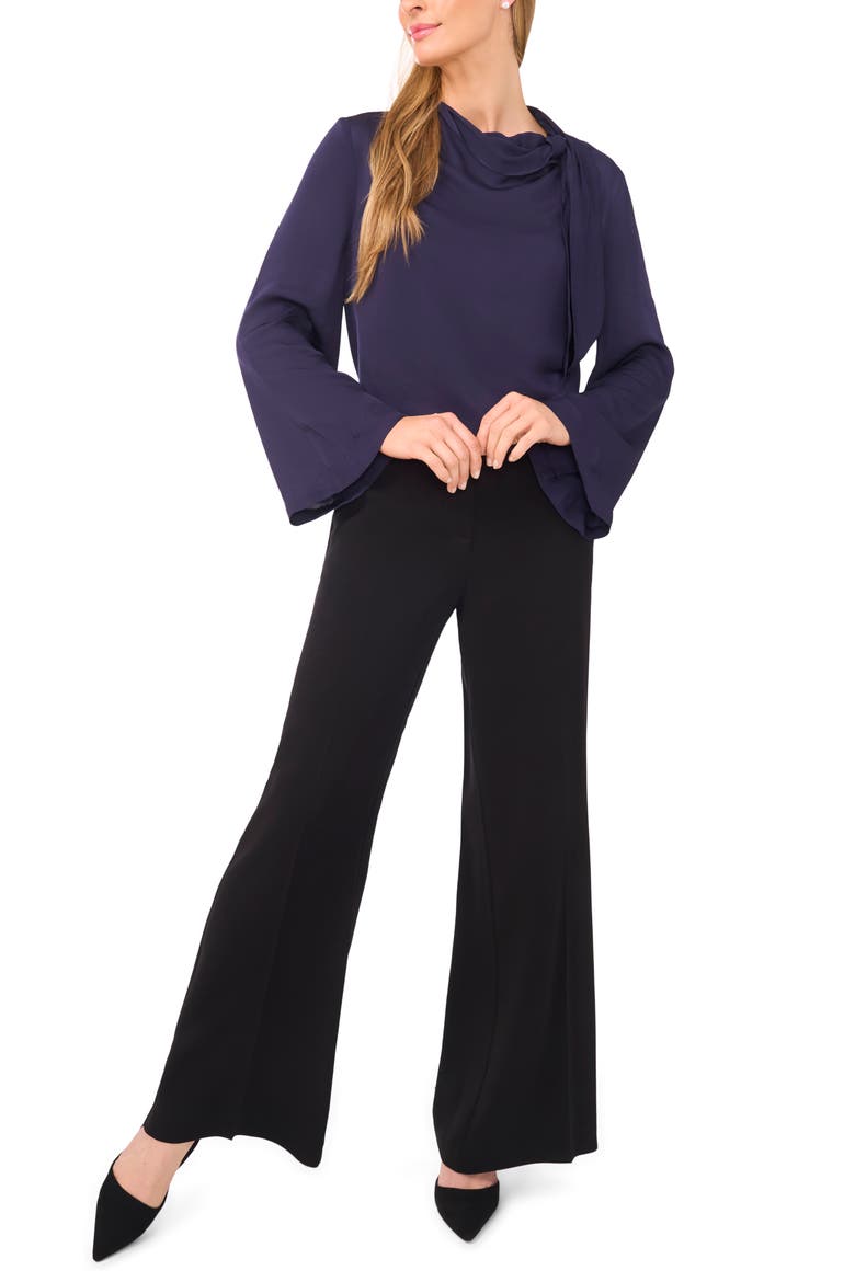 Flowy Long Sleeve Georgette Top, Alternate, color, BARITONE BLUE