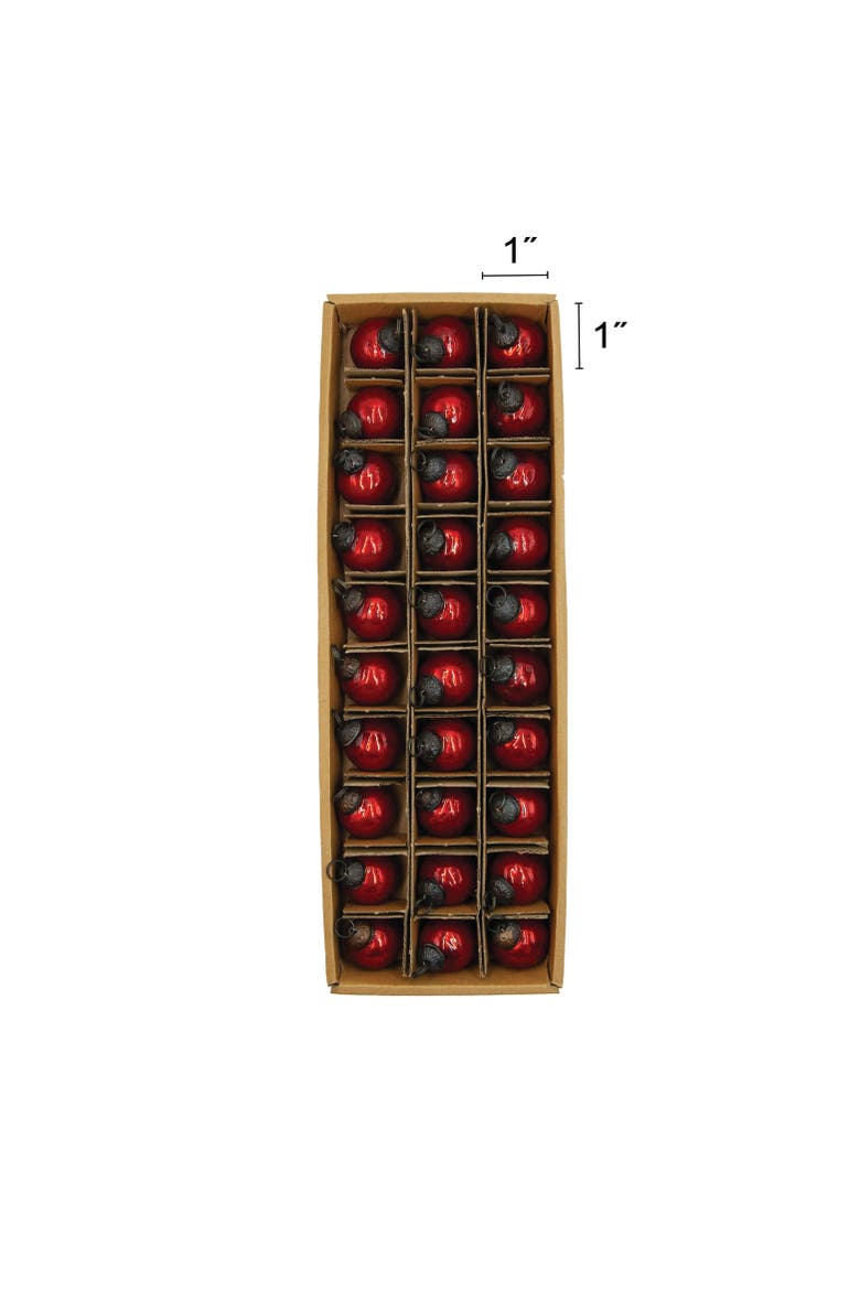 30-Piece Mercury Glass Ball Ornament Set, Alternate, color, Red