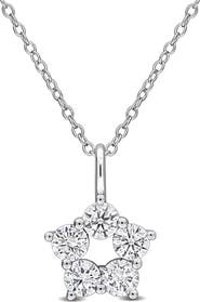 Created Forever Sterling Silver Lab Grown Diamond Star Pendant Necklace