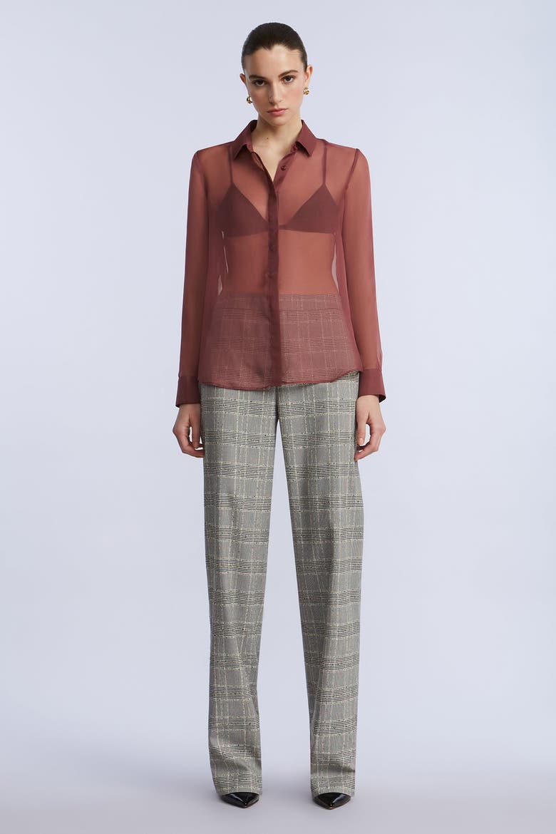 Chiffon Button Down, Alternate, color, Renaissance Rose