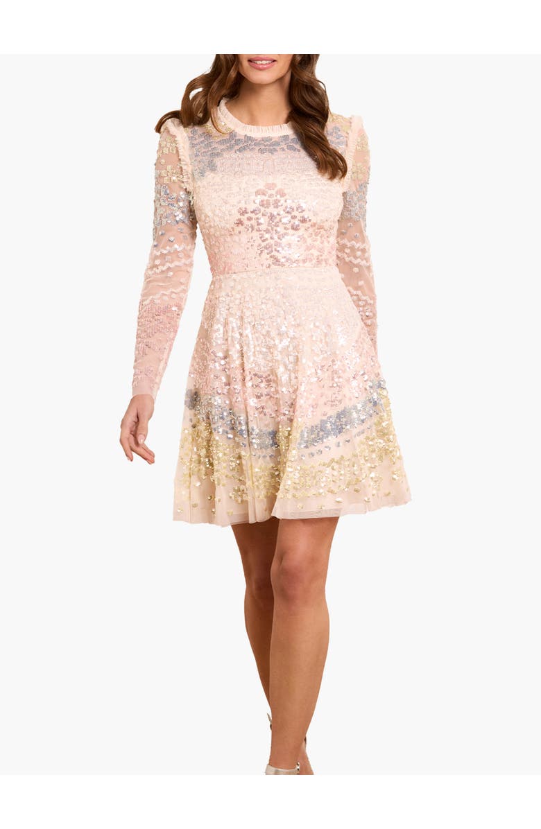 Needle & Thread Angeline Sequin Mini Dress, Main, color, Cream