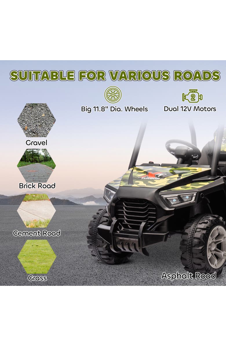 Qaba 12V Kids Electric Car with Parent Remote Control, Spring Suspension, Alternate, color, Green