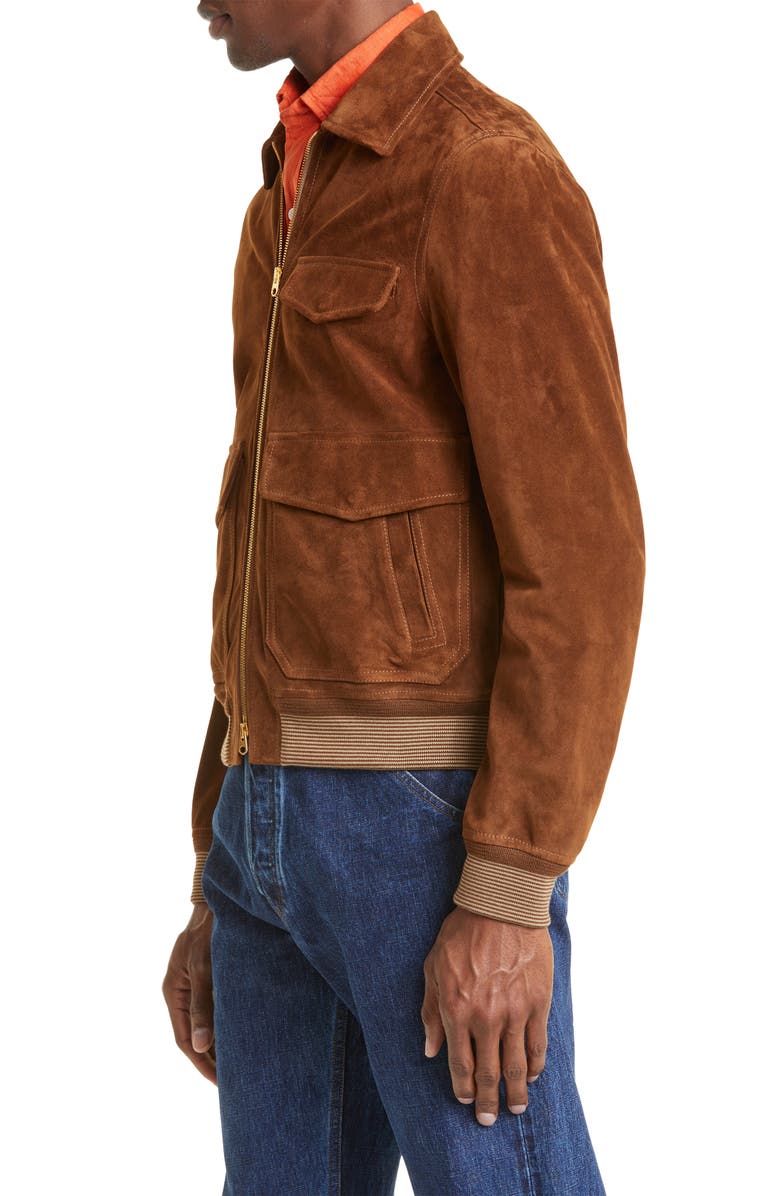 Drake's A2 Suede Bomber Jacket, Alternate, color, Brown 300