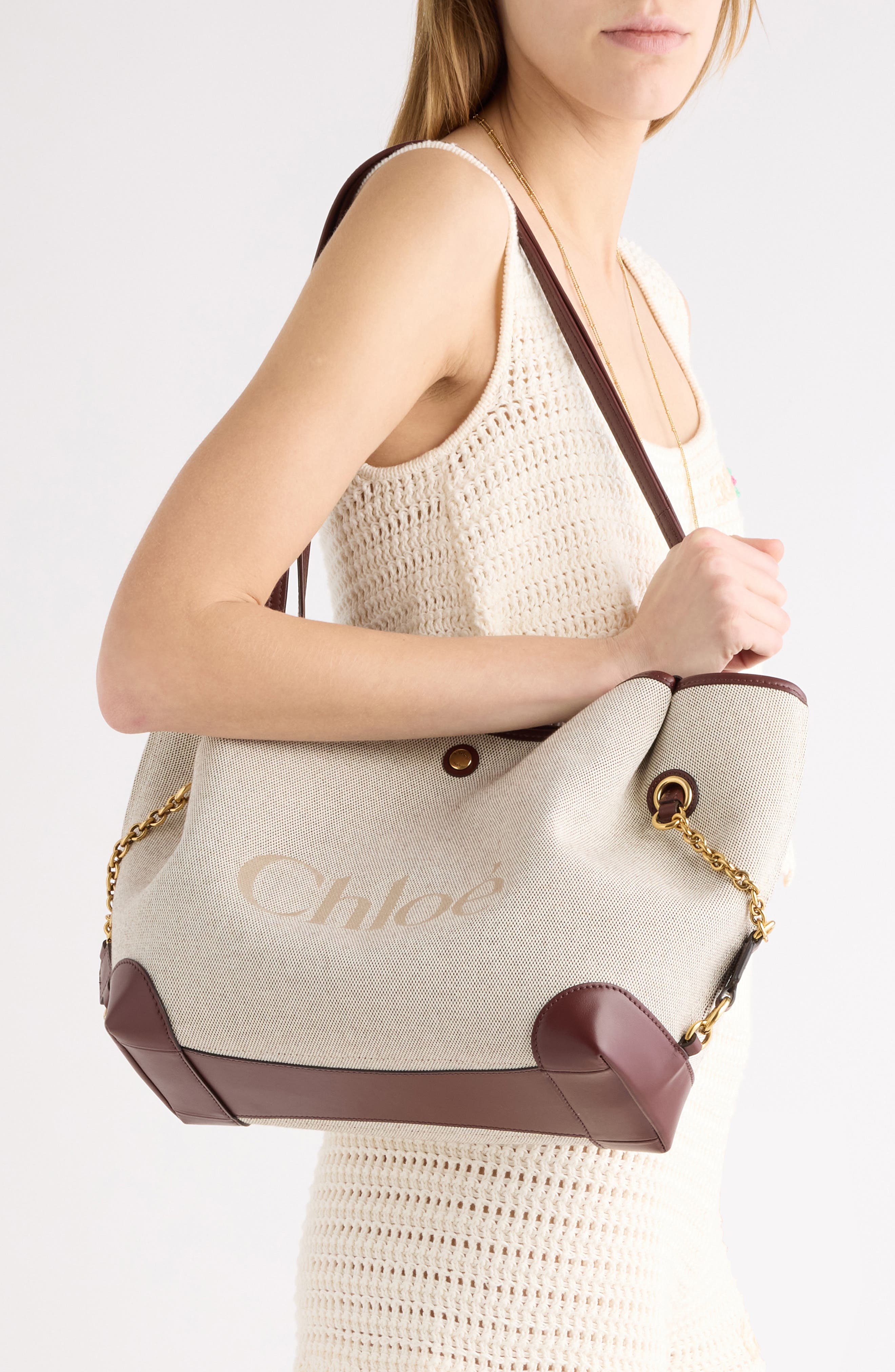 Clover Double Carry Canvas & Leather Tote, Alternate, color, CLAY BROWN