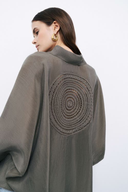 Nocturne Embroidered Flowy Shirt In Khaki