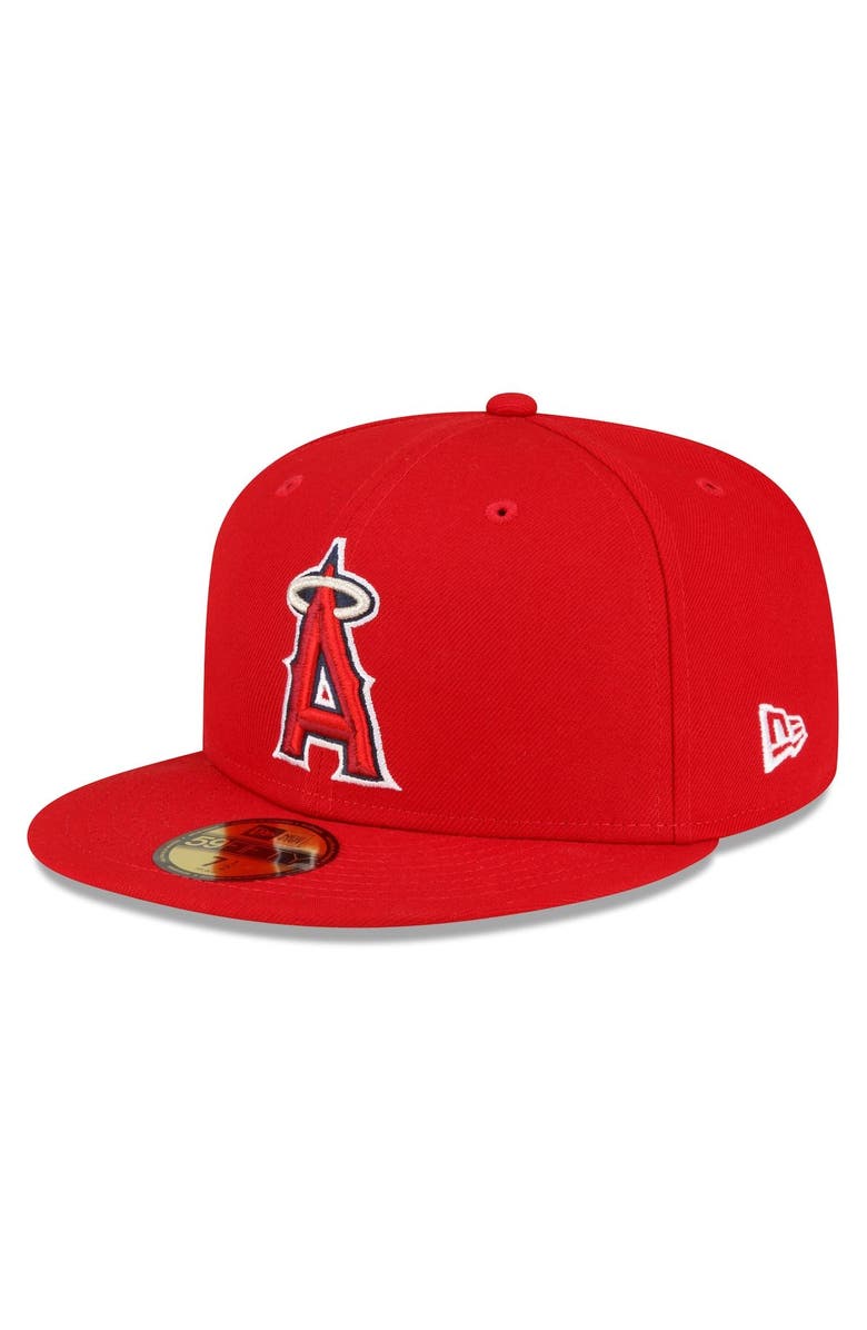New Era Men's New Era Red Los Angeles Angels Throwback Authentic Collection 59FIFTY Fitted Hat, Alternate, color, 