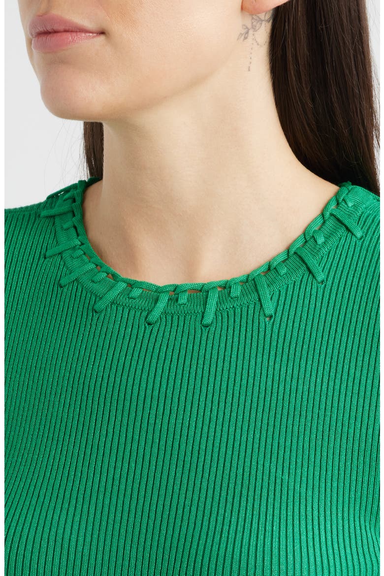 Elbow Sleeve Rib Sweater, Alternate, color, GOLF GREEN