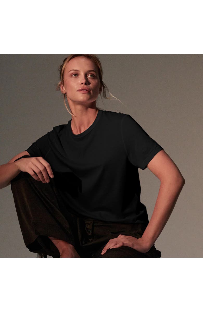 Majestic Filatures Lyocell Cotton Short Sleeve Semi Relaxed Crewneck T-Shirt, Main, color, Noir