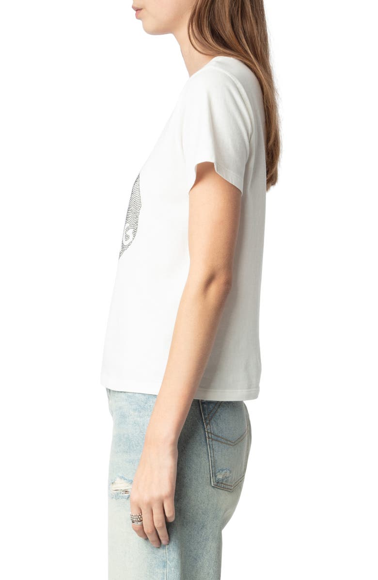Zadig & Voltaire Alys Big Heart Strass Crystal Embellished Cotton Graphic T-Shirt, Alternate, color, 