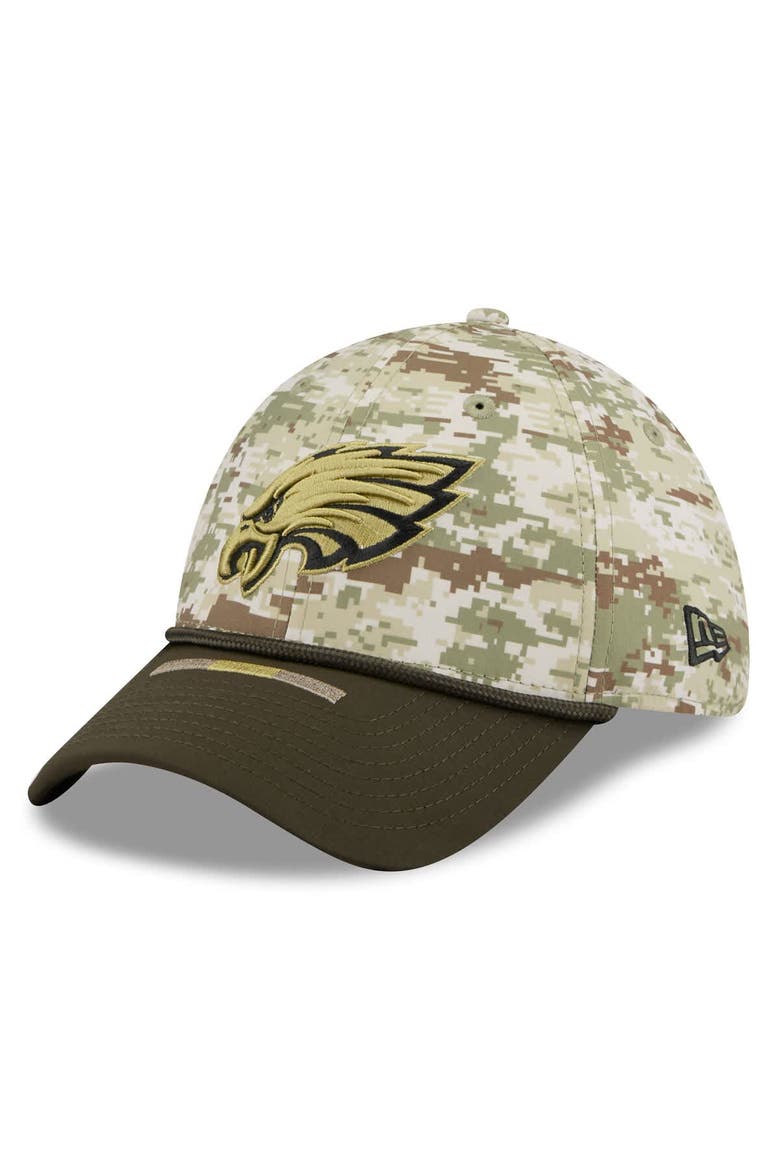 Men's New Era  Camo Philadelphia Eagles 2025 Salute to Service 39THIRTY Flex Hat, Alternate, color, Camo