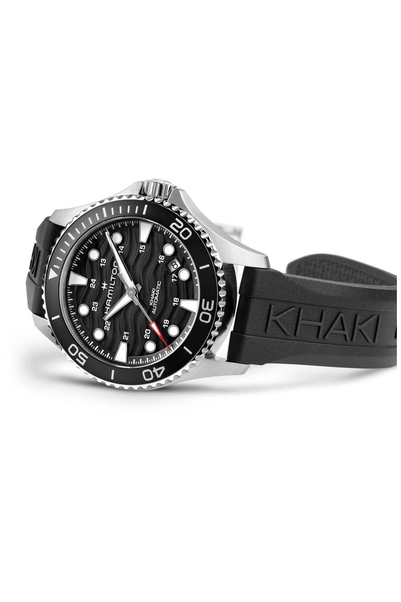 Khaki Navy Scuba Black Automatic Rubber Strap Watch, 40mm, Alternate, color, BLACK