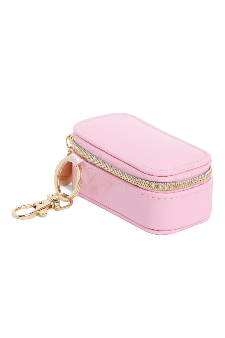 Mini Travel Jewelry Case Key Chain, Main, color, BUBBLEGUM PINK VINYL