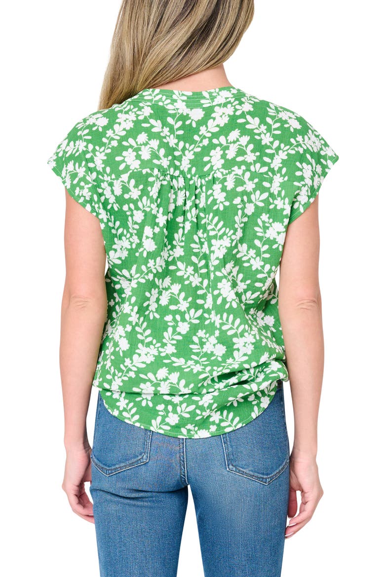 Print Top, Alternate, color, GREEN TRELLIS