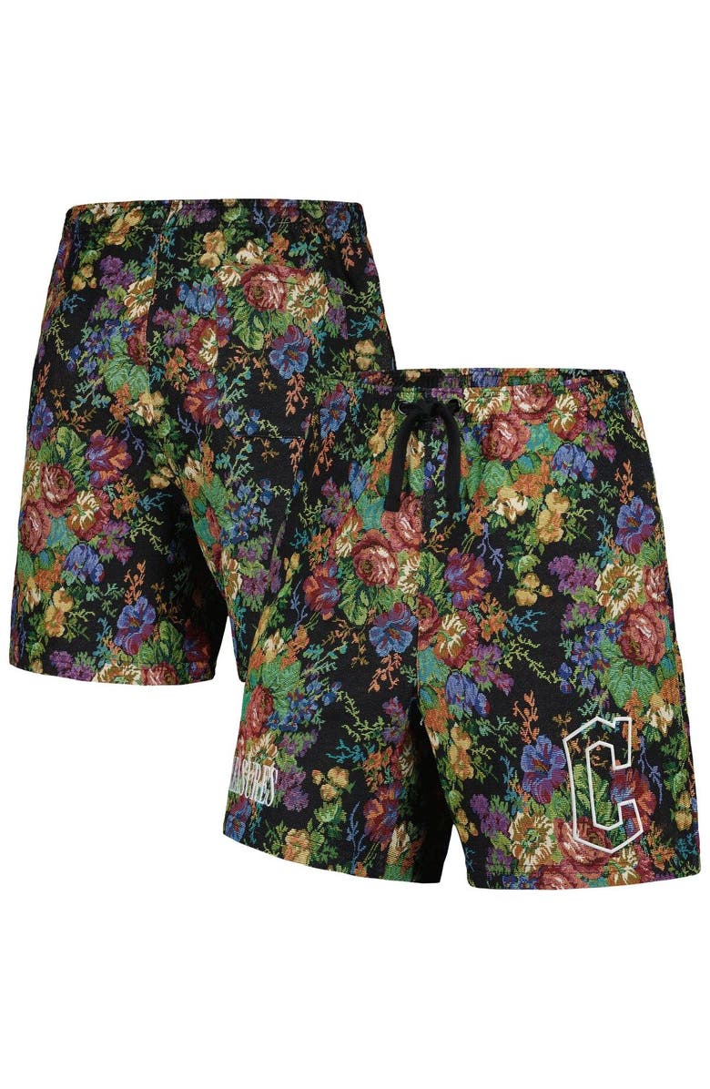 PLEASURES Men's PLEASURES  Black Cleveland Guardians Floral Shorts, Main, color, Black