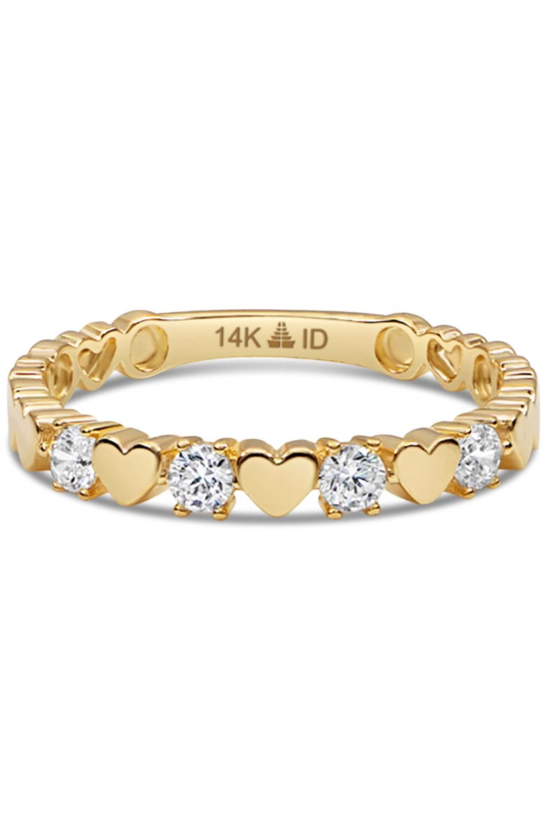 DEVATA Sweet Heart Ring in 14K Gold with Cubic Zirconia, Main, color, Yellow Gold