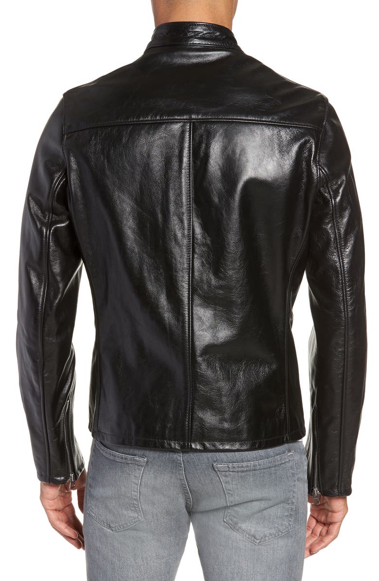 Schott NYC Café Racer Waxy Cowhide Leather Jacket, Alternate, color, 