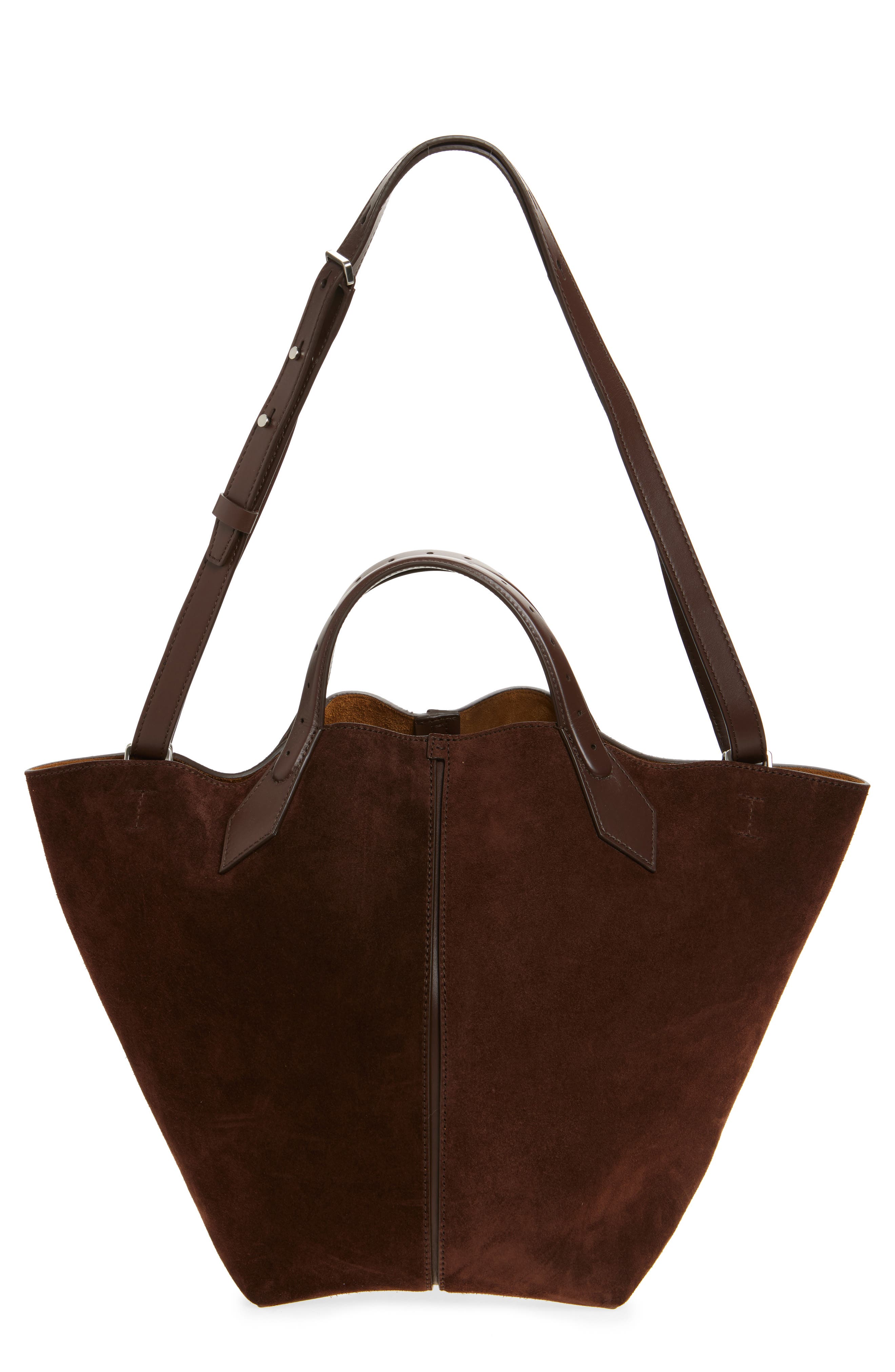 Proenza Schouler Large Chelsea Suede Tote, Main, color, Chocolate