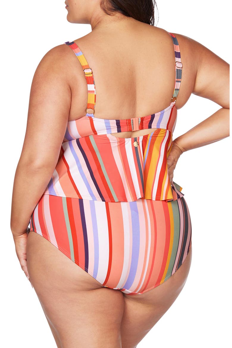 Carnivale Chagall Midriff Bikini Top, Alternate, color, CORAL MULTI