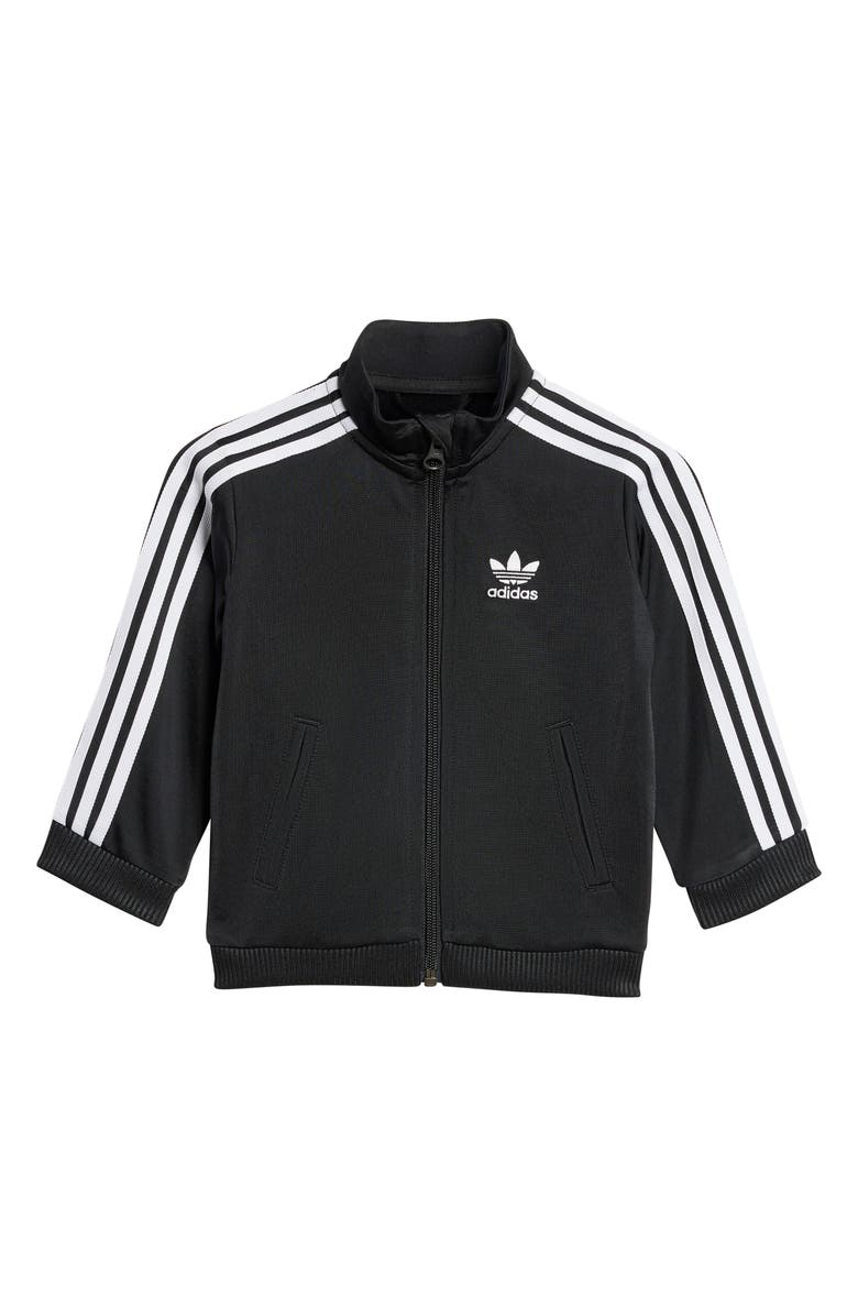 adidas Firebird Recycled Polyester Track Jacket & Pants Set, Alternate, color, Black