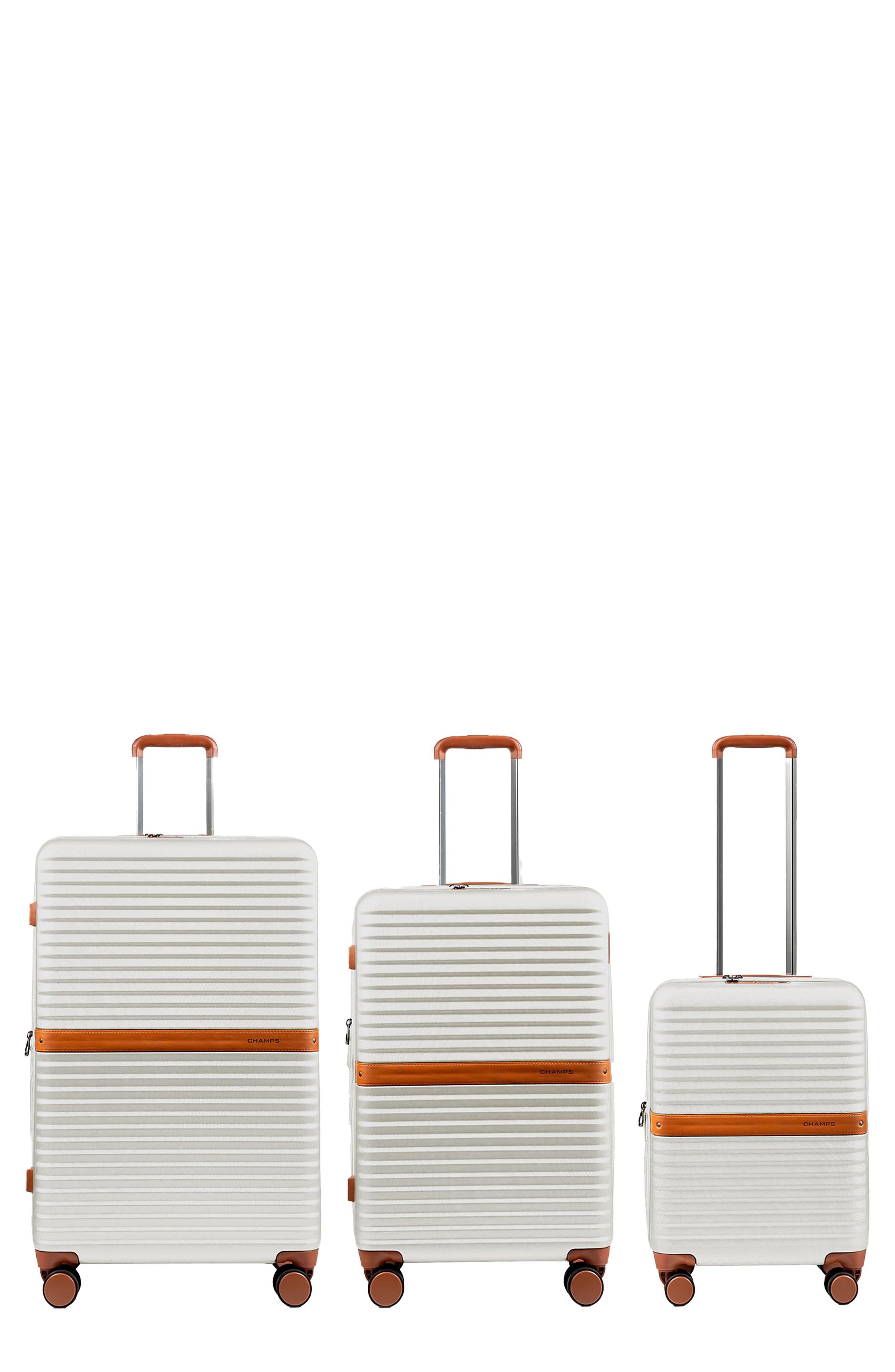 CHAMPS Vintage II 3-Piece Wheeled Luggage Set, Main, color, Ivory