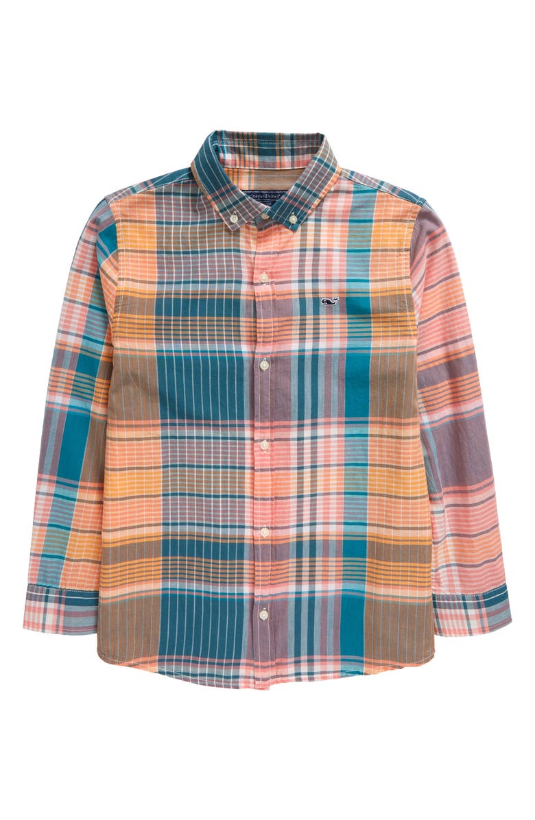vineyard vines Kids' Plaid Madras Button-Down Shirt, Main, color, 