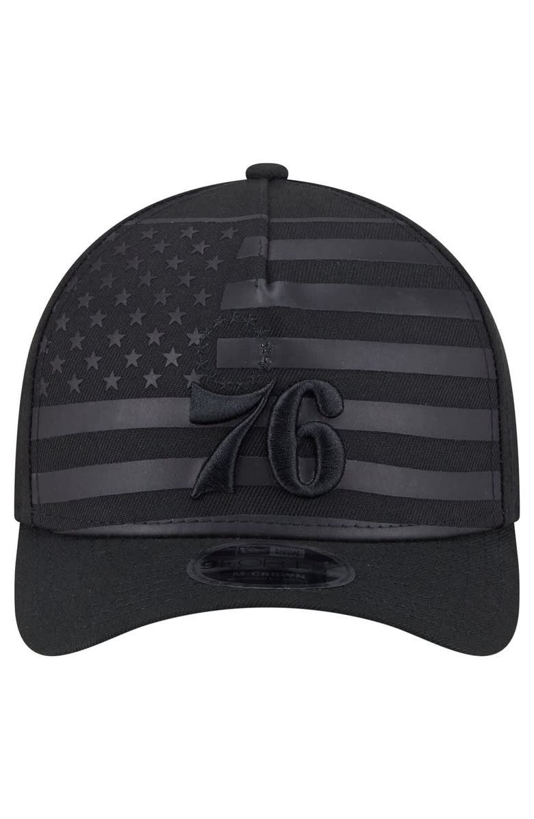 New Era Men's New Era Black Philadelphia 76ers Game Day Flag A-Frame 9FORTY Adjustable Hat, Alternate, color, Black