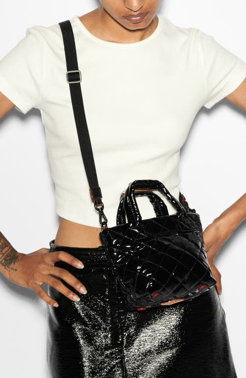 Mz Wallace Mini Metro Deluxe Sequin Tote In Black Lacquer