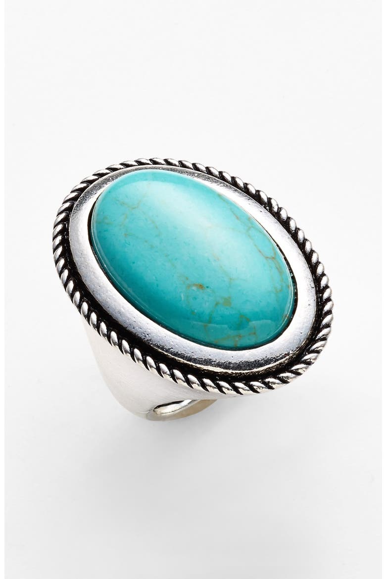 Oval Reconstituted Turquoise Ring, Main, color, TURQUOISE