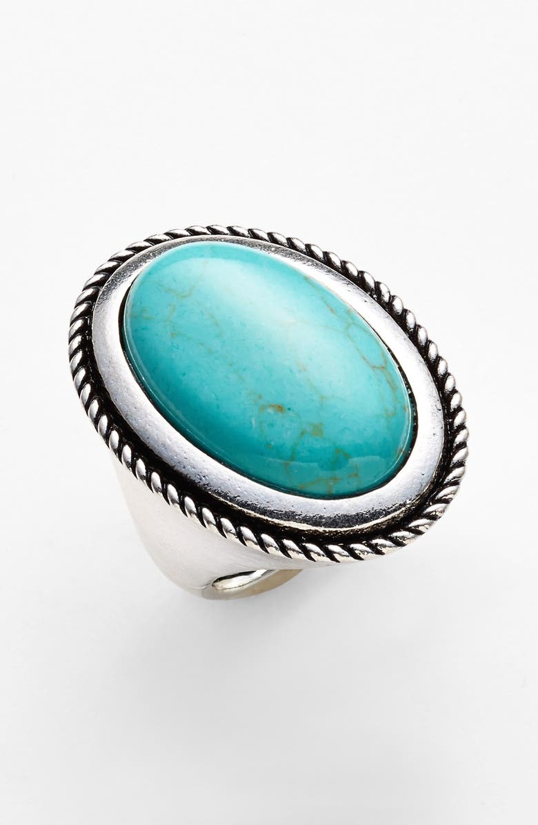 Spring Street Oval Reconstituted Turquoise Ring, Main, color, 
