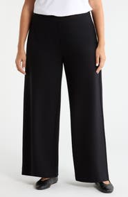 Caslon® High Waist Wide Leg Ponte Knit Pants(Plus)