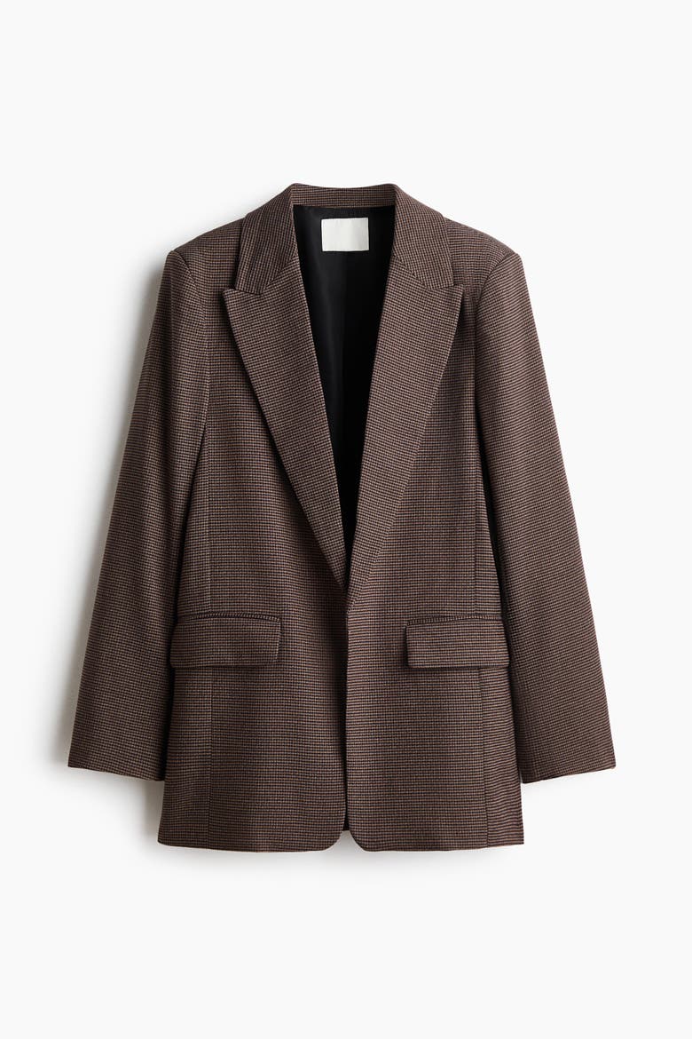 Oversized Blazer, Alternate, color, Dark beige/houndstooth